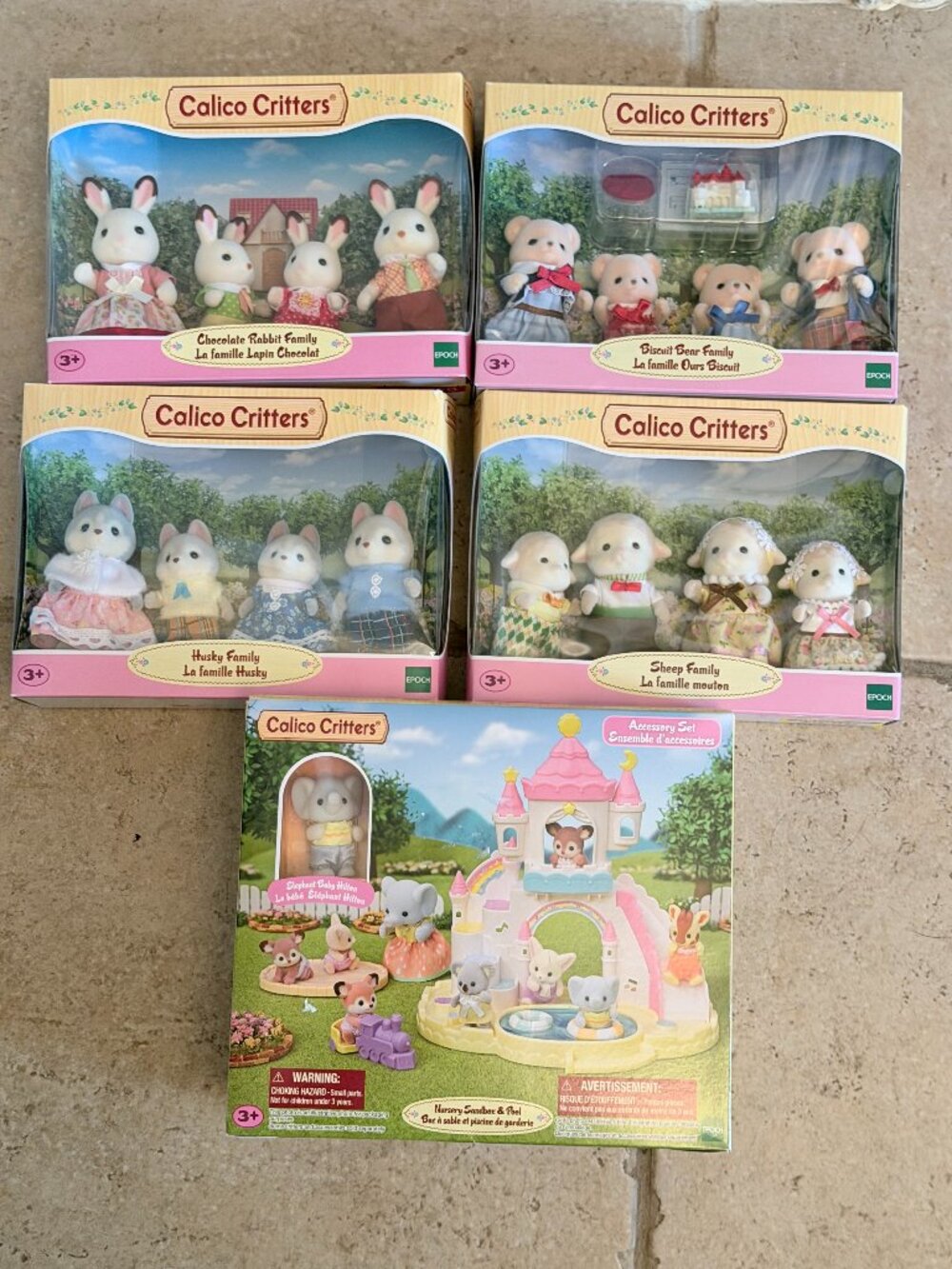 Calico Critters Bundle 4 Families and Nursery Sandbox and Pool NEW